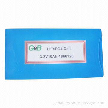 3.2V 10Ah LiFePO4 Power Battery Cell, 2.0V Discharge Cut-off Voltage